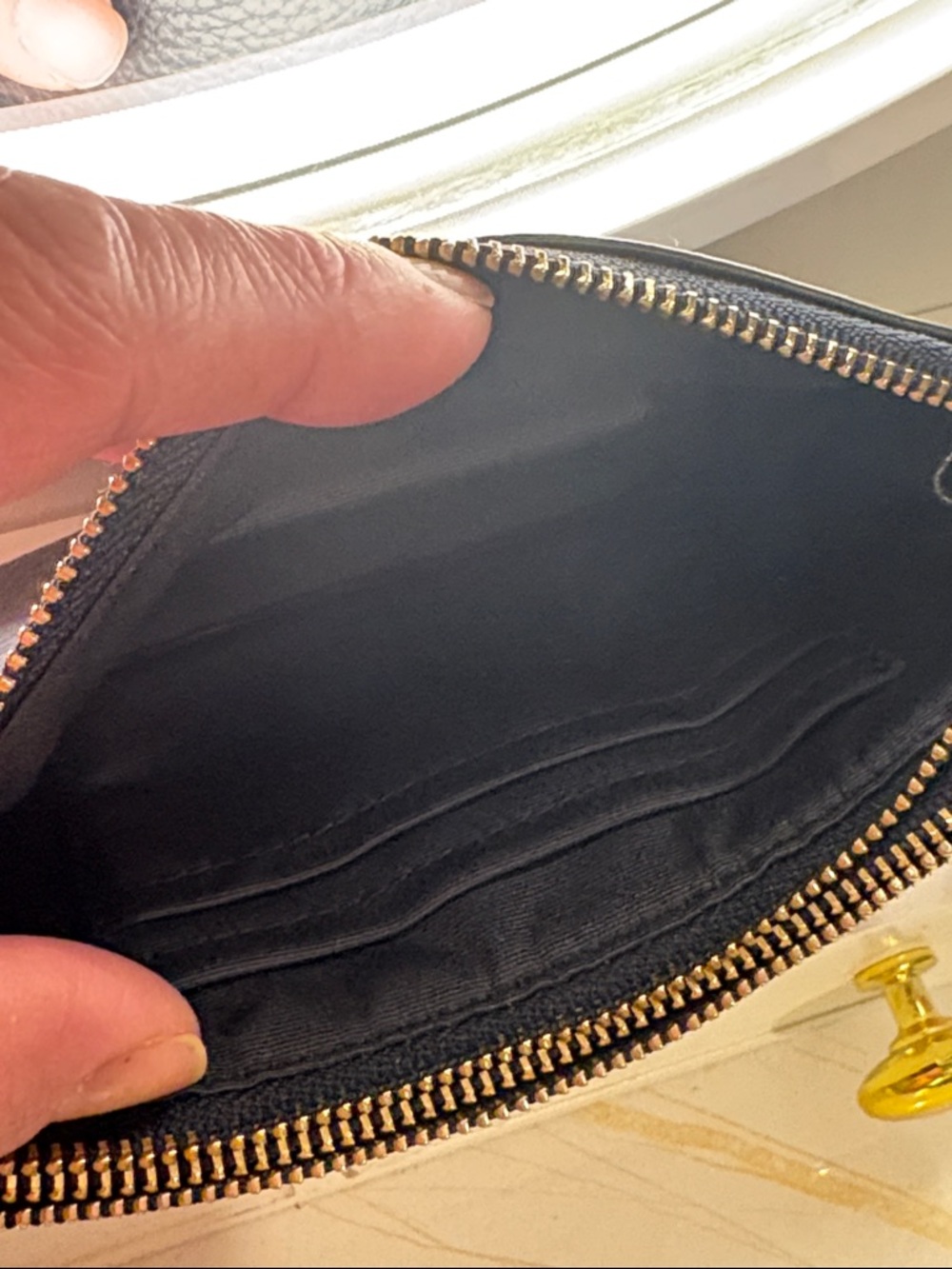 Coach Black Pebbled Leather Wristlet with Gold Logo - Picture 10 of 13